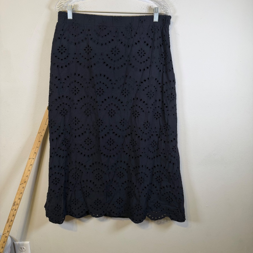 Joie Womens Skirt Eyelet Embroidery Black XL